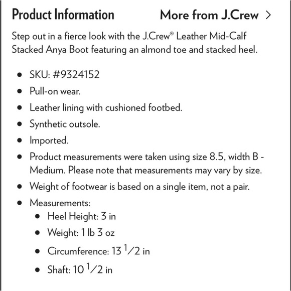 J. Crew Leather Mid-Calf Stacked Anya Boot - Picture 11 of 11